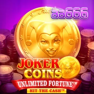 Tampilan visual mesin slot Joker Coins Unlimited Fortune dengan simbol koin emas dan jester